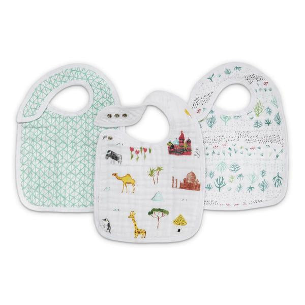 aden + anais around the world classic 3-pk snap bibs