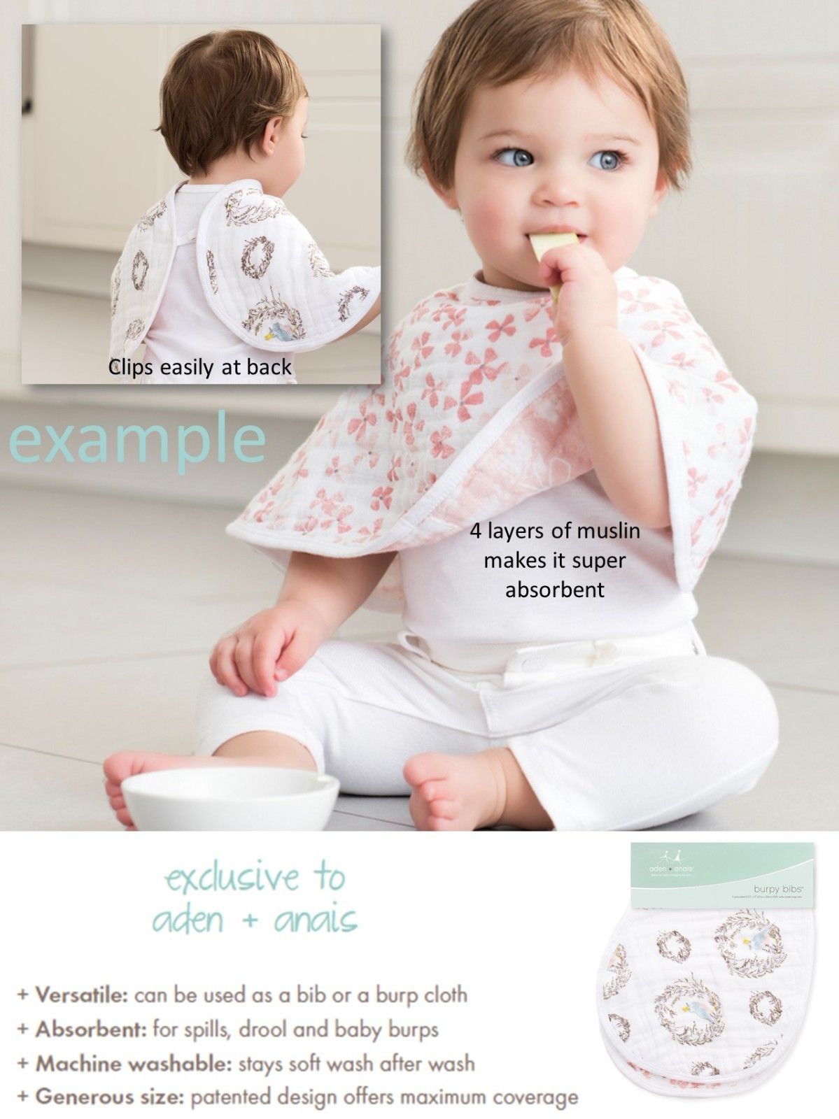 seaport silky soft bamboo burpy bib