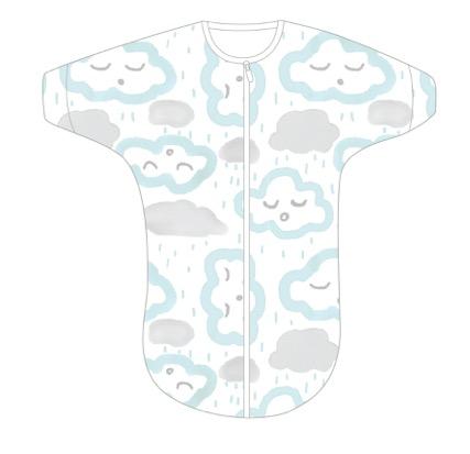 0-3m COTTON All in One Swaddle Bag CLOUDS PEPPERMINT