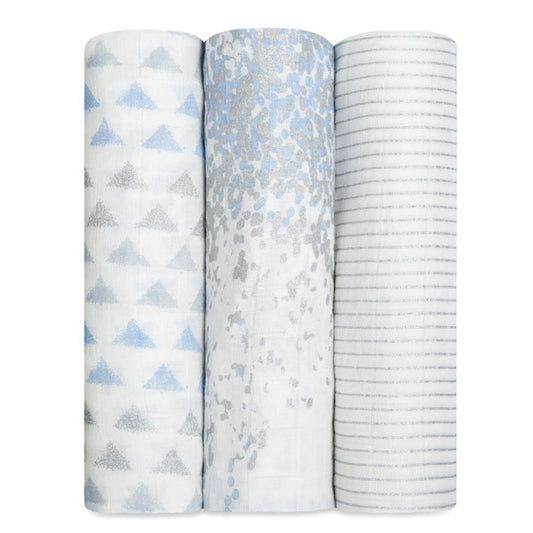 aden + anais metallic blue moon birch 3-pack swaddles