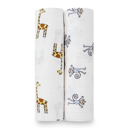 aden + anais jungle jam - monkey/giraffe 2-pk swaddle