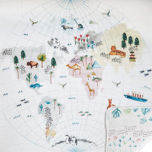aden+anais around the world-english map classic muslin dream blanket