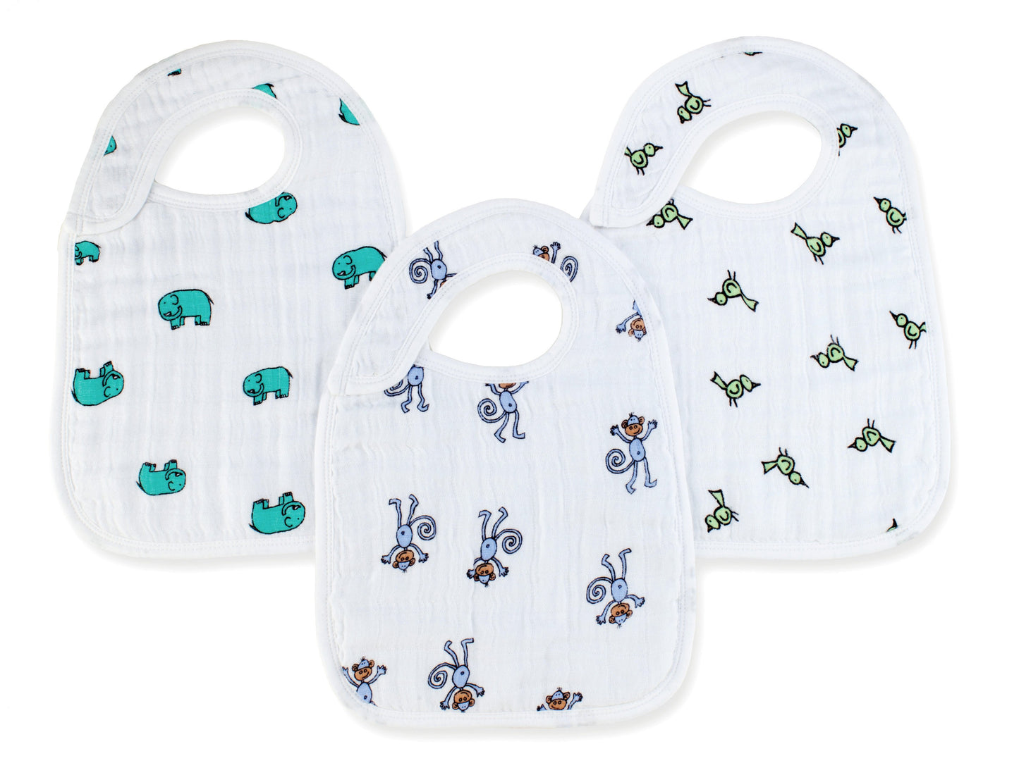 jungle jam classic muslin snap bibs 3-pack