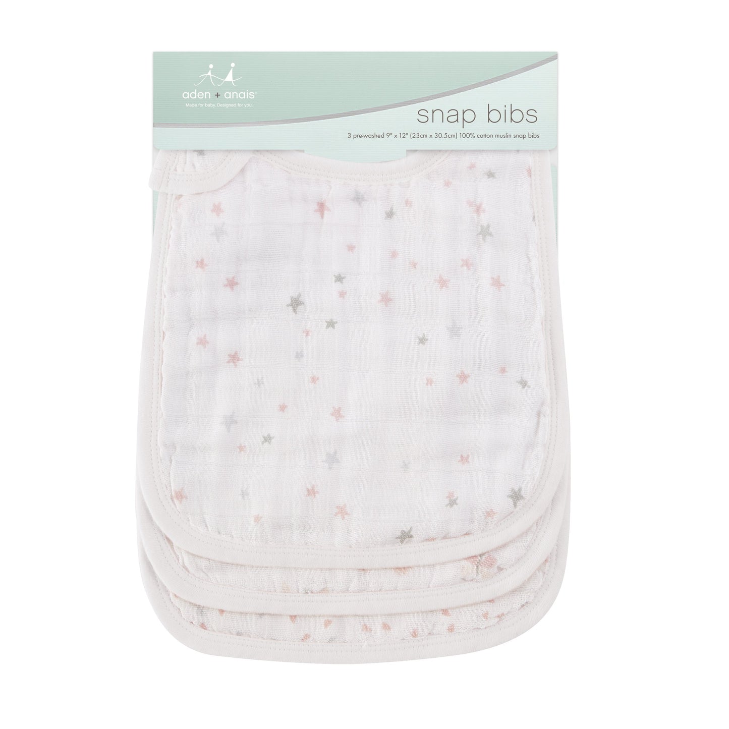 lovely reverie muslin adjustable snap bibs 3-pack