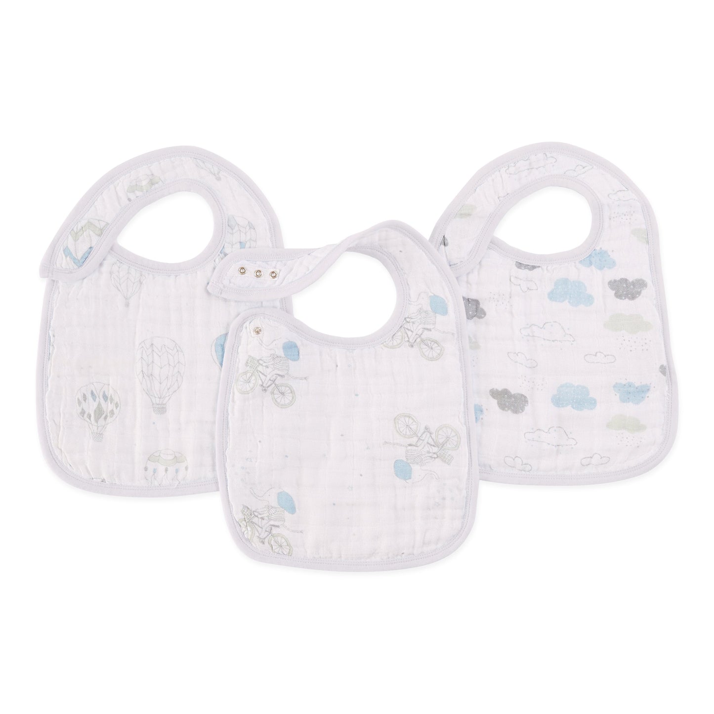 night sky reverie muslin adjustable snap bibs 3-pack