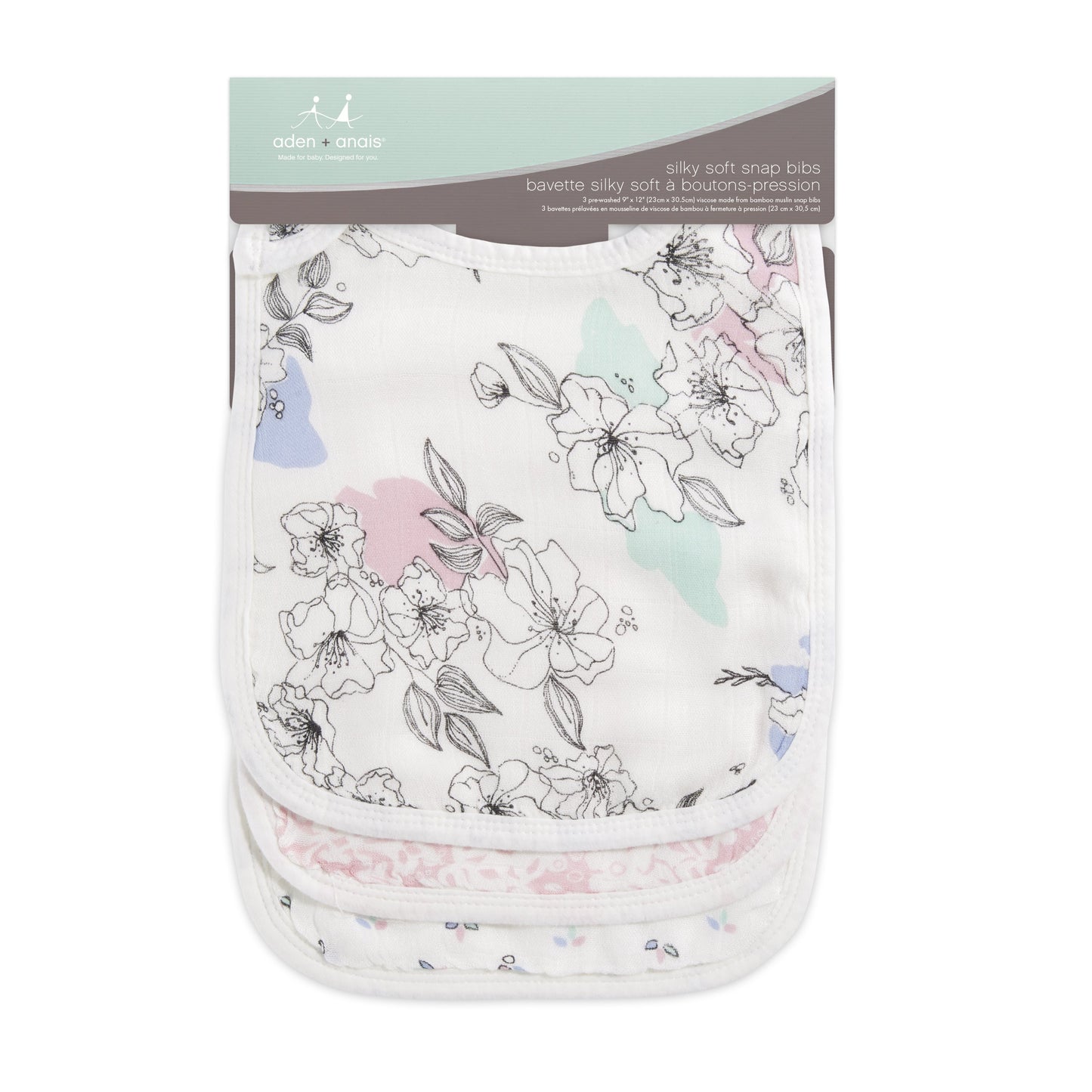 meadowlark silky soft bamboo muslin snap bibs 3-pack