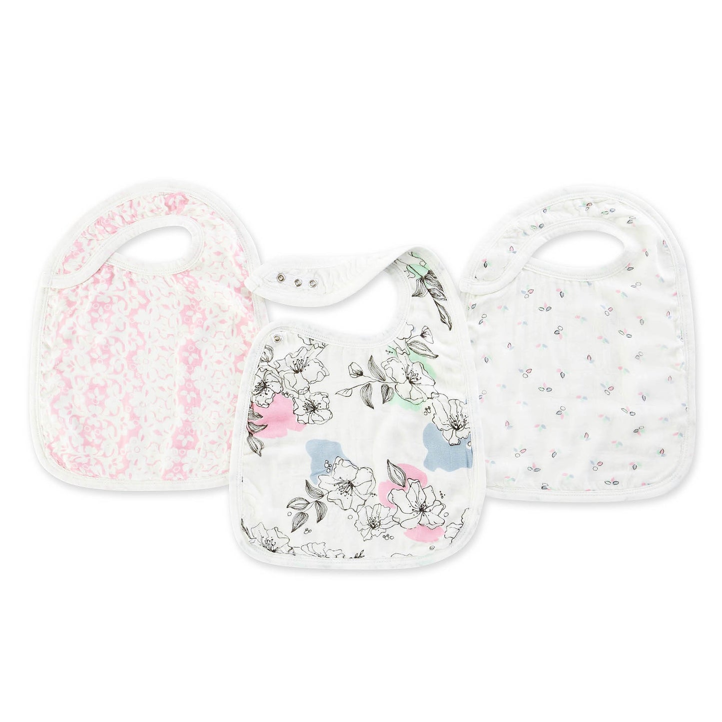 meadowlark silky soft bamboo muslin snap bibs 3-pack