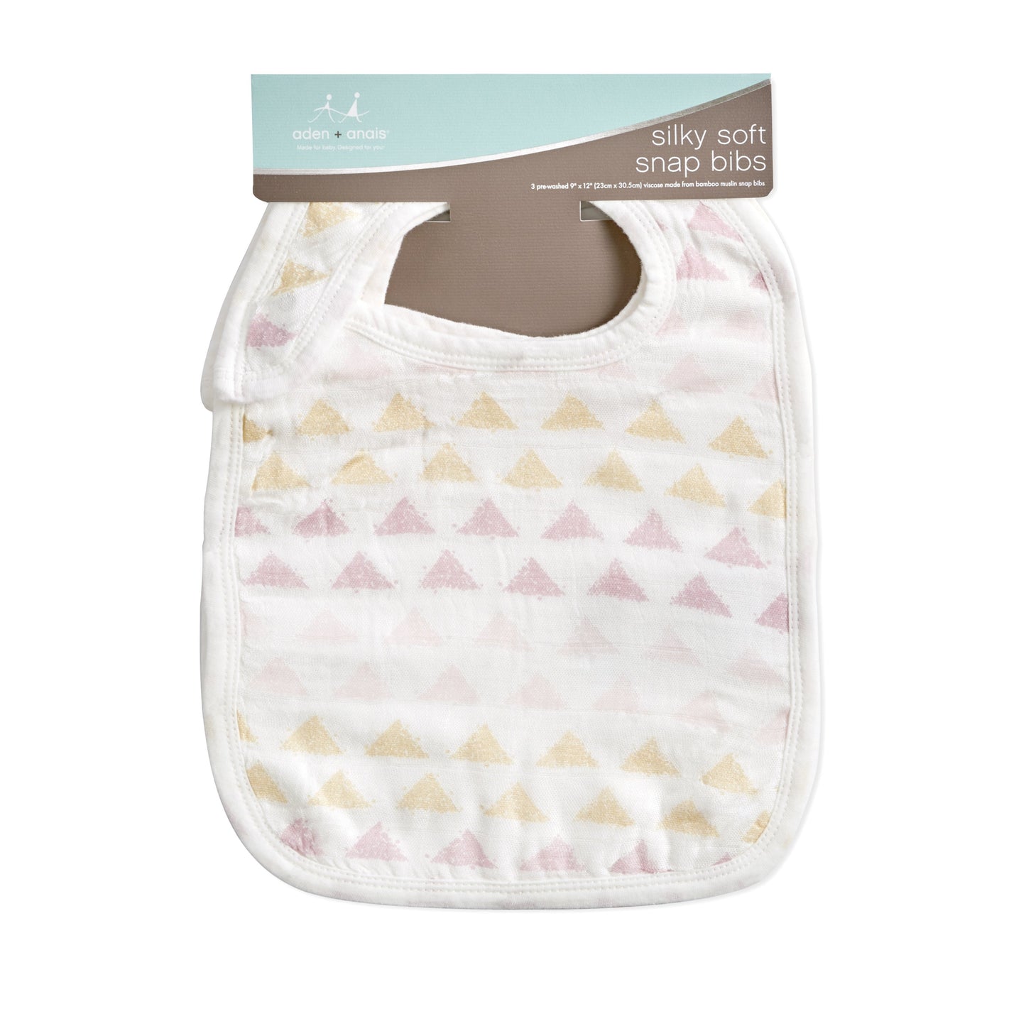 primrose birch metallic silky soft bamboo muslin snap bibs 3-pack