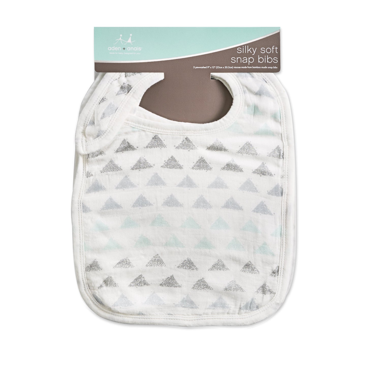 skylight birch metallic silky soft bamboo muslin snap bibs 3-pack