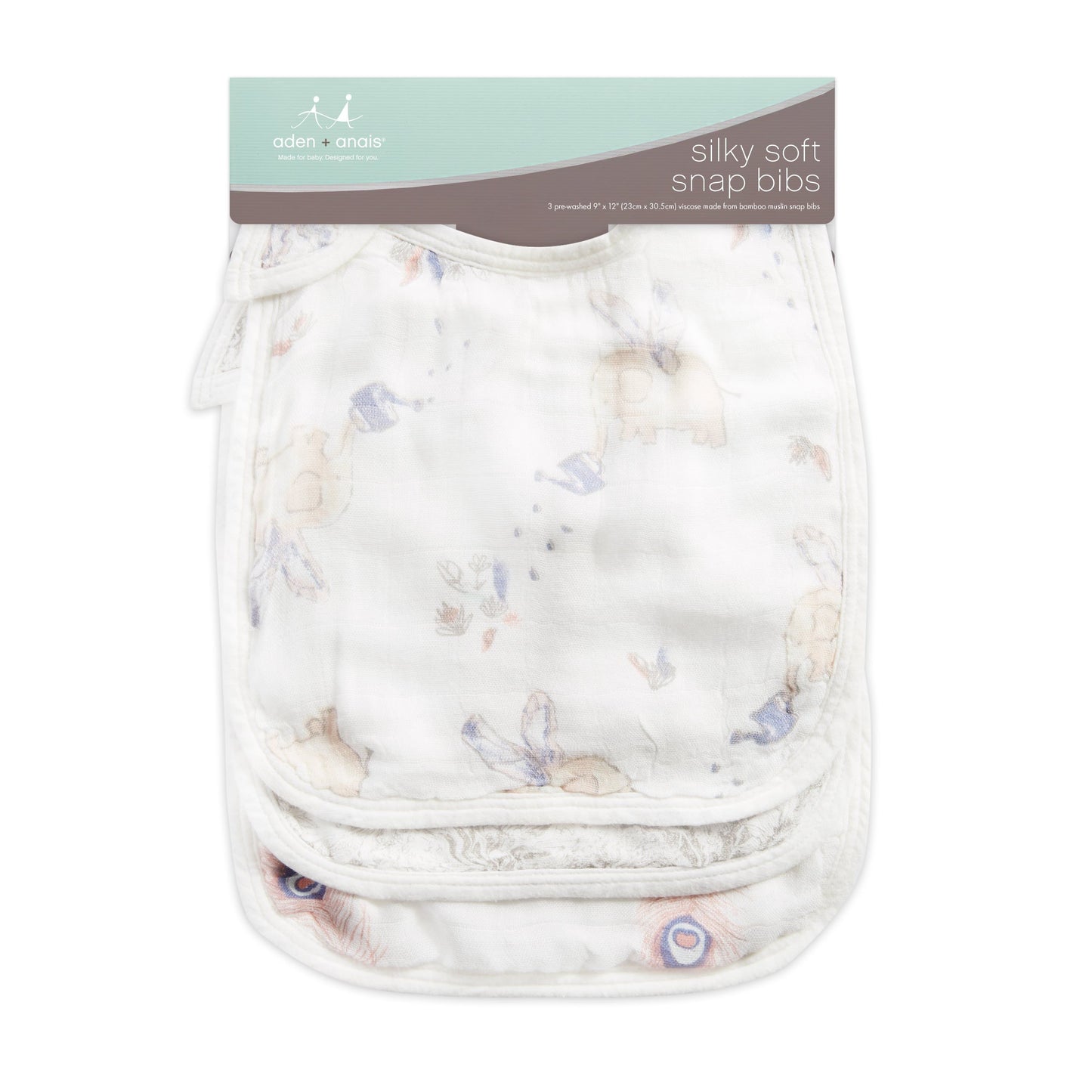featherlight silky soft bamboo muslin snap bibs 3-pack