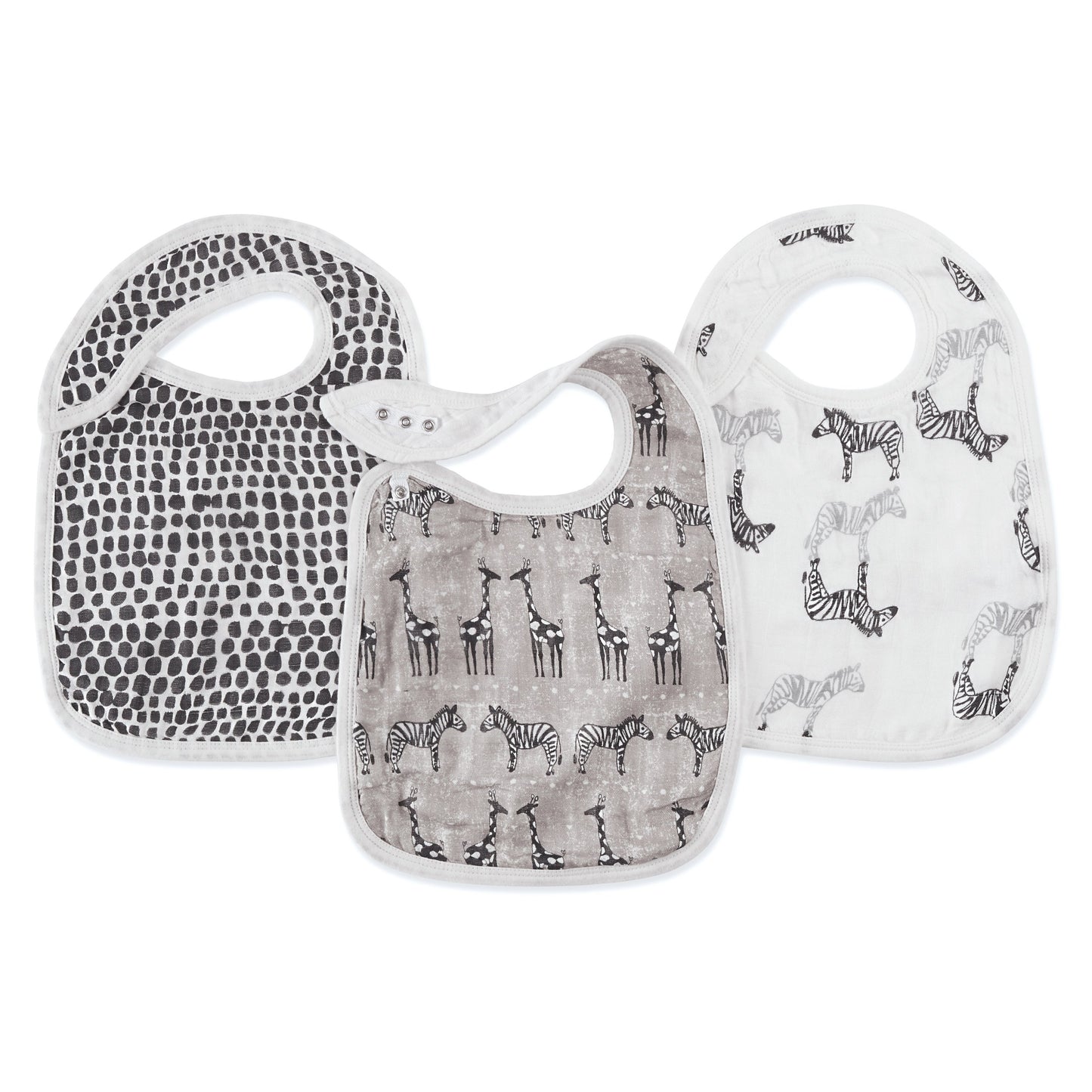 sahara motif silky soft bamboo muslin snap bibs 3-pack