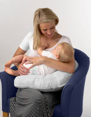 breast feeding pillow with chevron grey pillow case