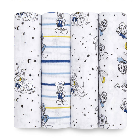 aden+anais essentials DISNEY Mickey 4 pack muslin swaddles