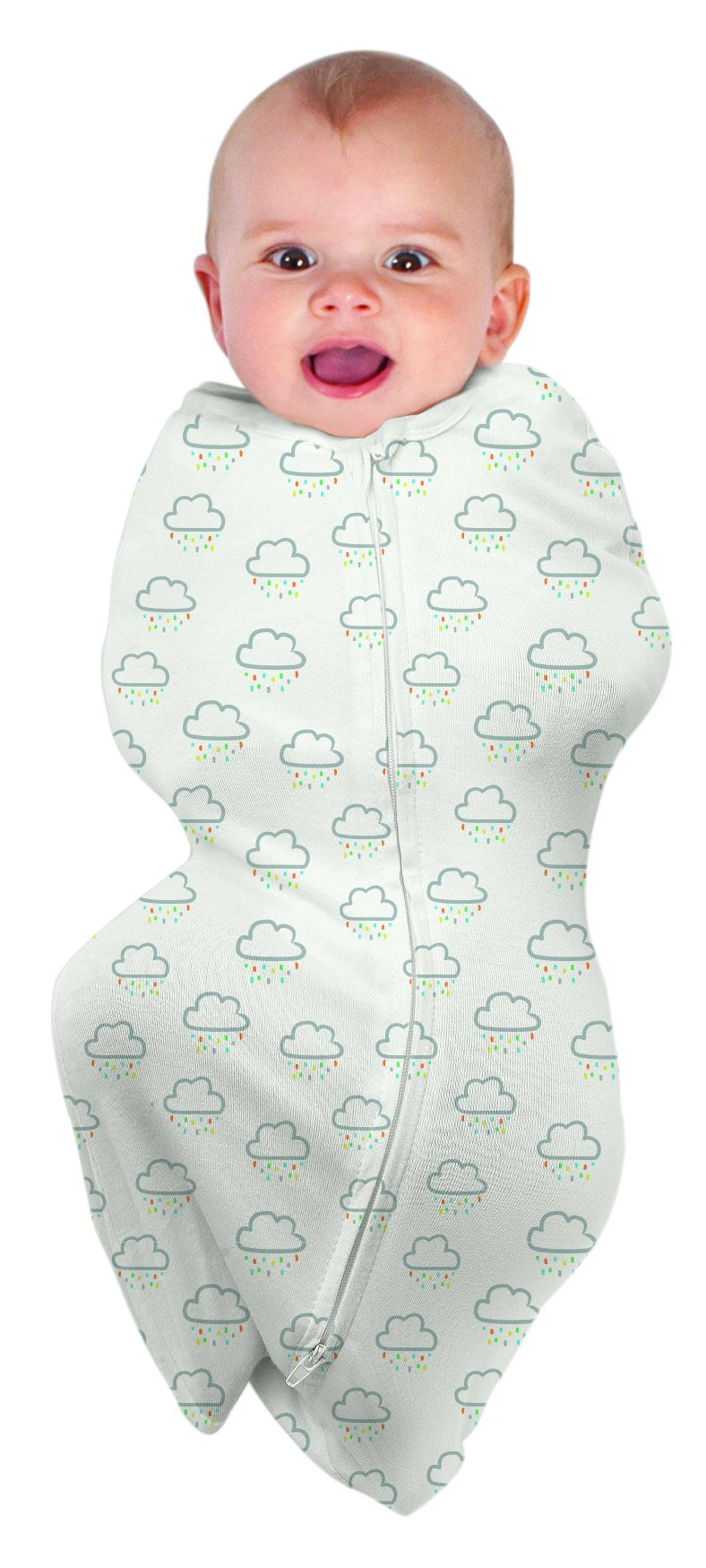 0-3m COTTON Swaddlepouch - CLOUDS GREY