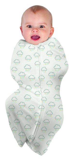 0-3m COTTON Swaddlepouch - CLOUDS GREY