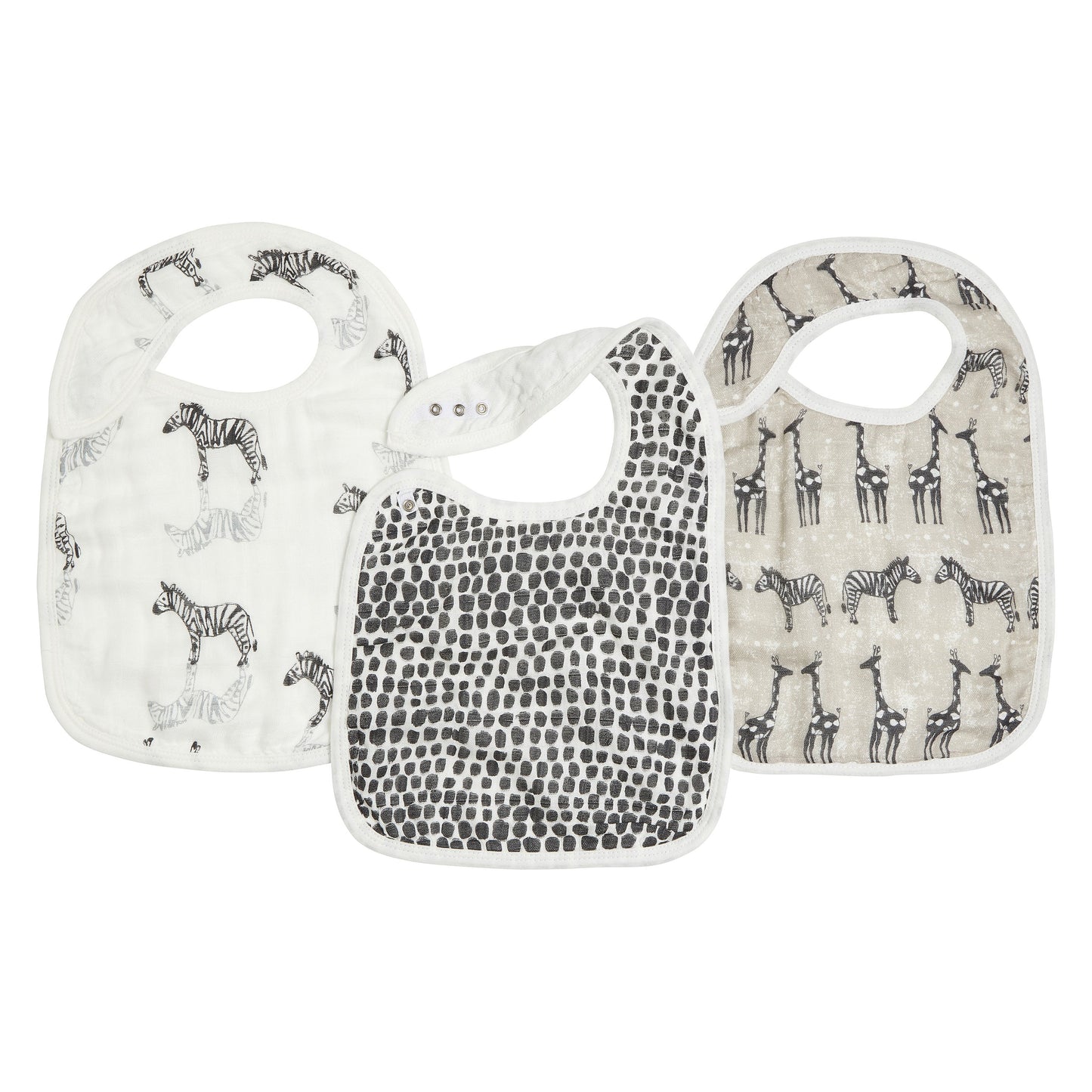 sahara motif silky soft bamboo muslin snap bibs 3-pack