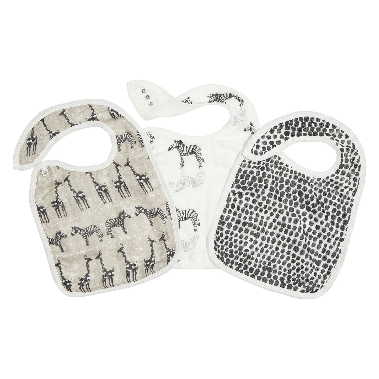 sahara motif silky soft bamboo muslin snap bibs 3-pack